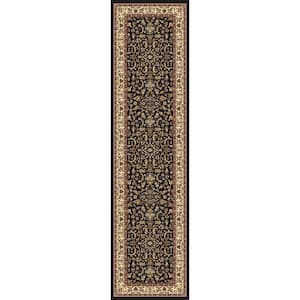 Noble Black 2 ft. x 8 ft. Traditional Floral Oriental Area Rug