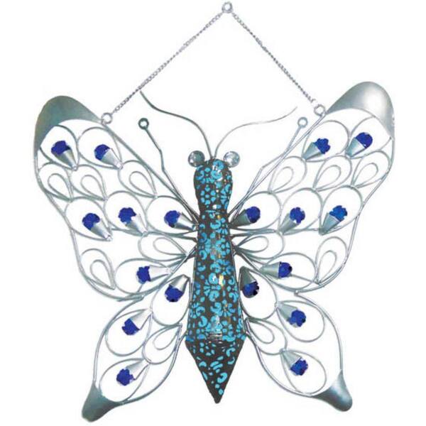 Unbranded 16 in. Solar Hanging Firelight Butterfly with Blue Light-DISCONTINUED