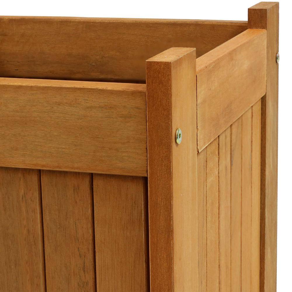 Meranti Wood 16-Inch Square Planter Box with Teak Oil Finish