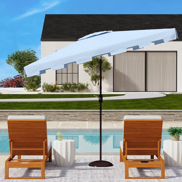 Zimmerman 6.5 X 10 ft Rect Market Umbrella - Baby Blue/White