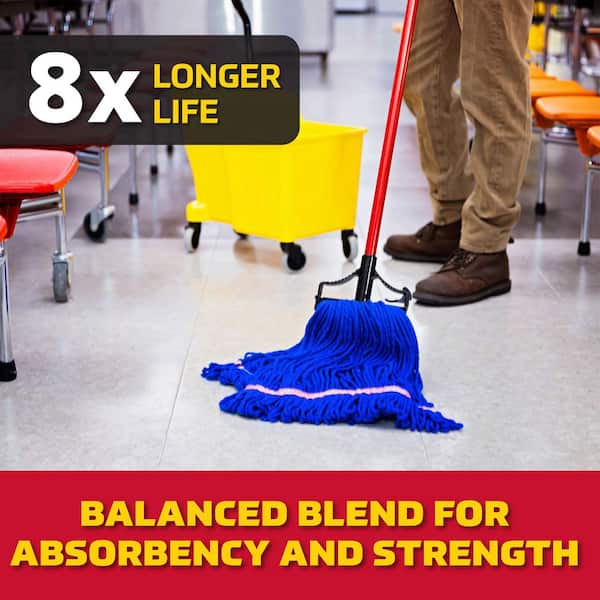 Large String Mop Blended Looped-End Wet Mop Head (Blue)