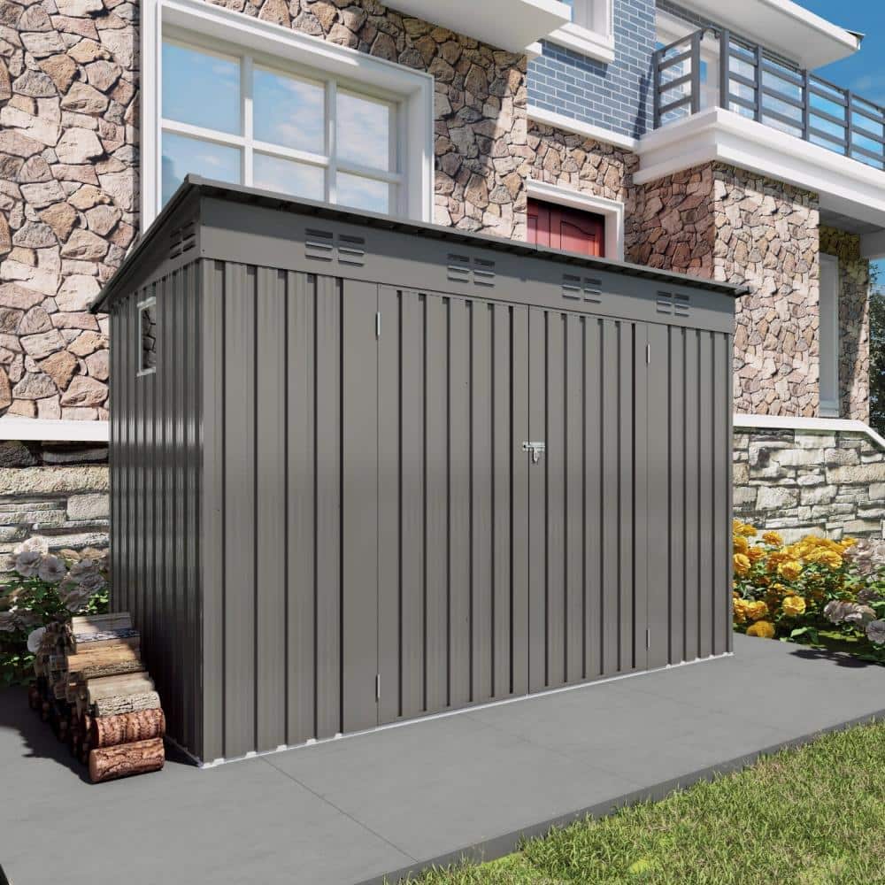 4x9 ft Outdoor Metal Storage Shed with 2 Swing Doors, 6 Vents and Sloped Roof, Weather-Resistant, Coverage Area-36 sq.ft price history on PriceWatchPro