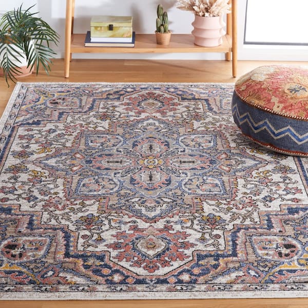 Astoria 4 ft. x 6 ft. Ivory/Beige Multi Color Medallion Area Rug