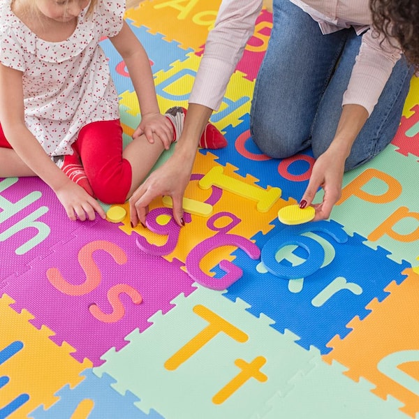 Zegevieren sleuf hout KC CUBS Multicolor 12 in. x 12 in. EVA Foam Exercise Children's  Interlocking ABC Alphabet Puzzle Play Floor Mat (36 sq. ft.) EVA003 - The  Home Depot