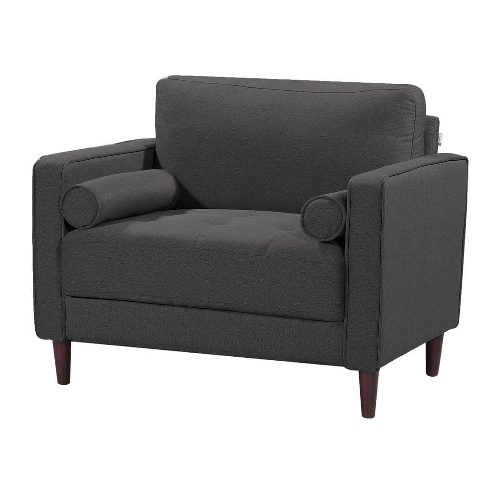 Heather Gray Microfiber Wood Accent Chair with High Density Foam