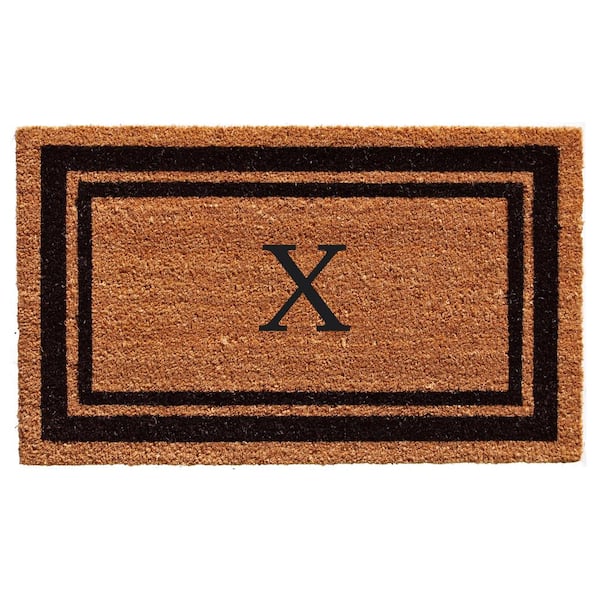 Calloway Mills Black Border 24" x 48" Monogram Doormat (Letter X)
