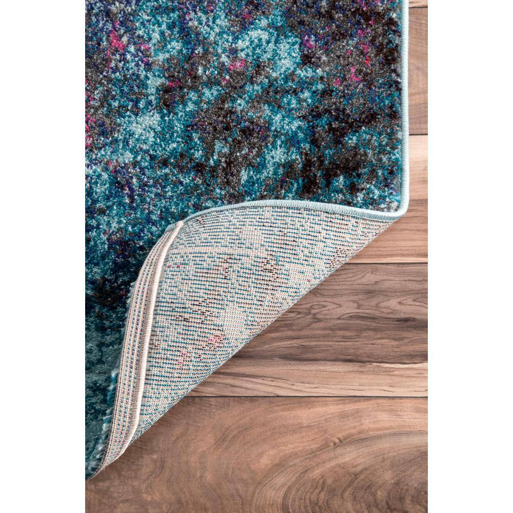 Modern Abstract Blue 62"x24" Easy-Care Synthetic Area Rug