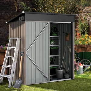 5 ft. W x 3 ft. D Gray Metal Storage Shed with Lockable Door and Vents for Tool, Garden, Bike (12 sq. ft.)