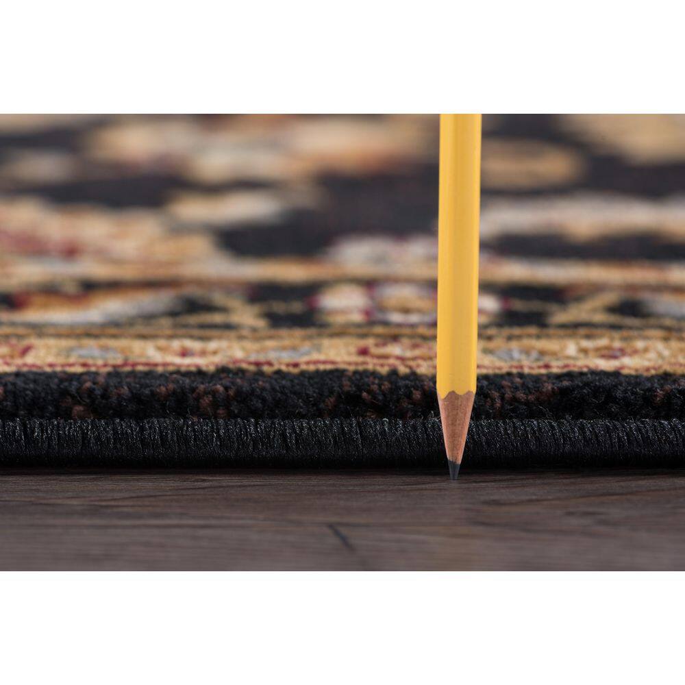 Sensation 5' x 7' Black Synthetic Easy-Care Traditional Area Rug