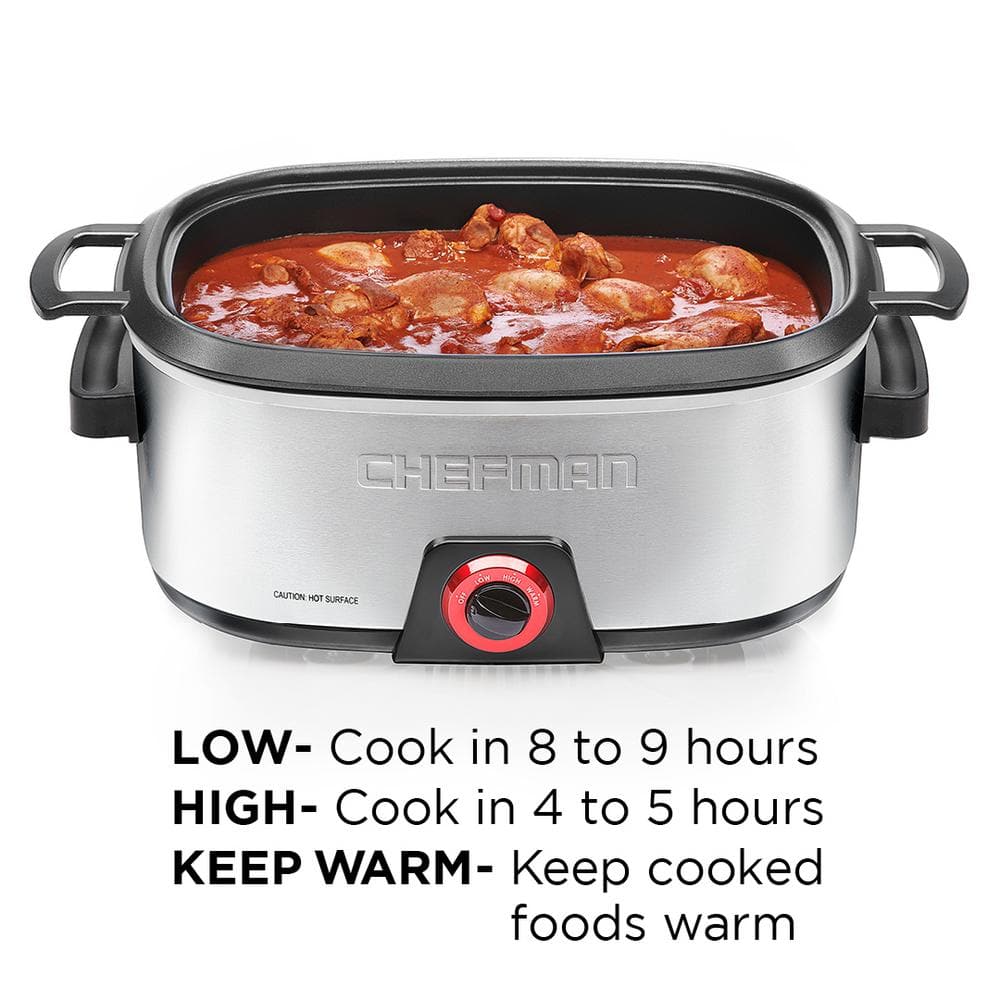 Chefman 6-Quart Stainless Steel Nonstick Slow Cooker