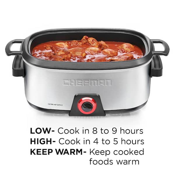 Reviews for Chefman 6 Qt. Stainless Steel Slow Cooker with Removable Nonstick Insert Pg 1 The Home Depot