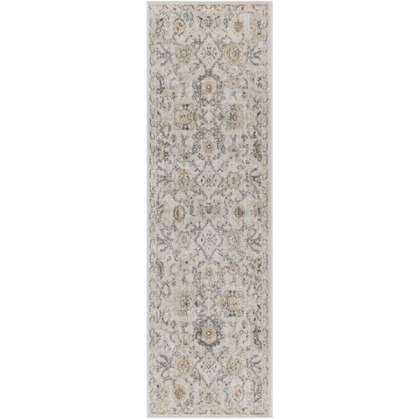 Nourison Oushak Home Grey 2 ft. x 8 ft. Floral Traditional Runner Area Rug
