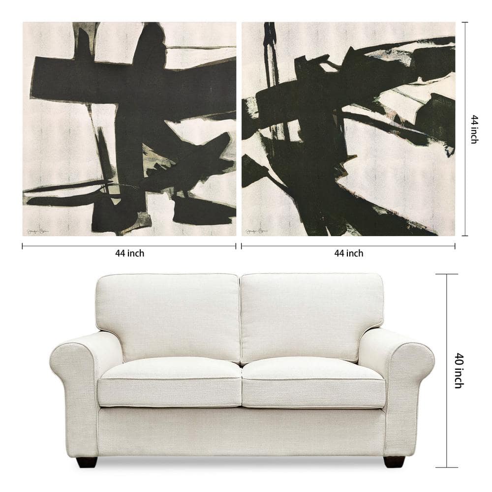 Bold Abstraction Black and White Art on Gold Shagreen Canvas Set
