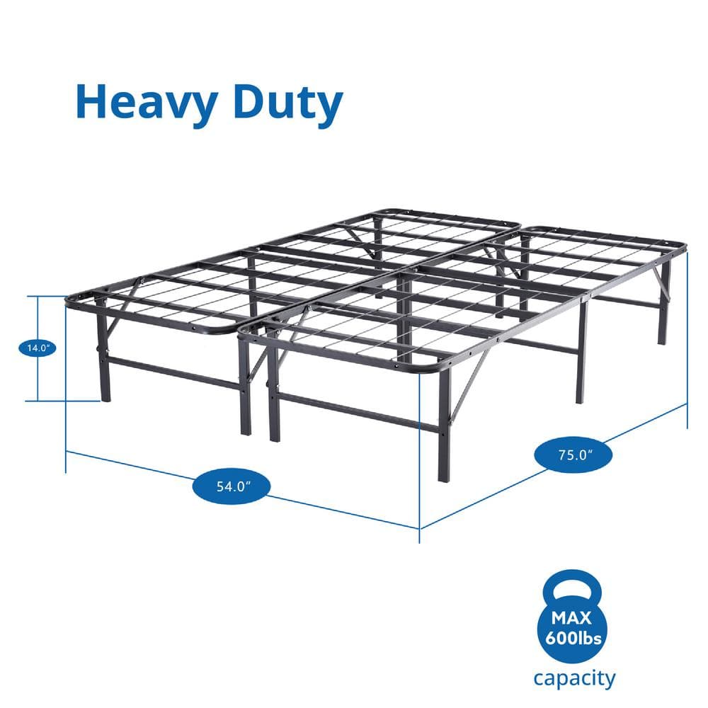Black Metal Full Size Foldable Platform Bed Frame