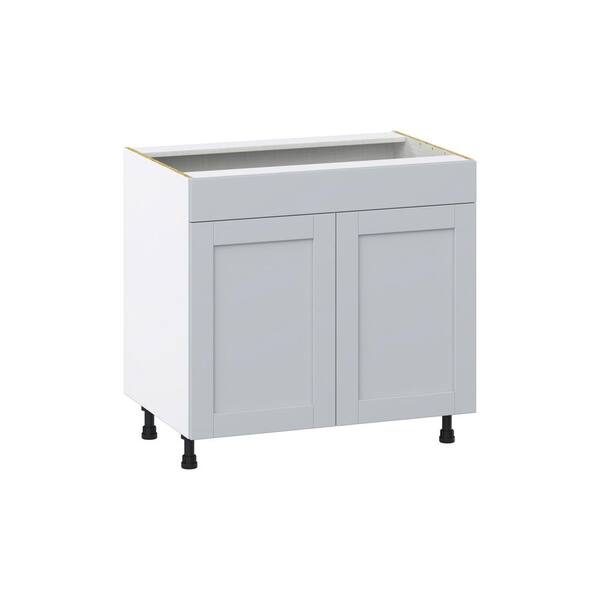 J COLLECTION Cumberland Light Gray Shaker Assembled Sink Base Kitchen Cabinet with a False Front (24 in. W x 34.5 in. H x 24 in. D)
