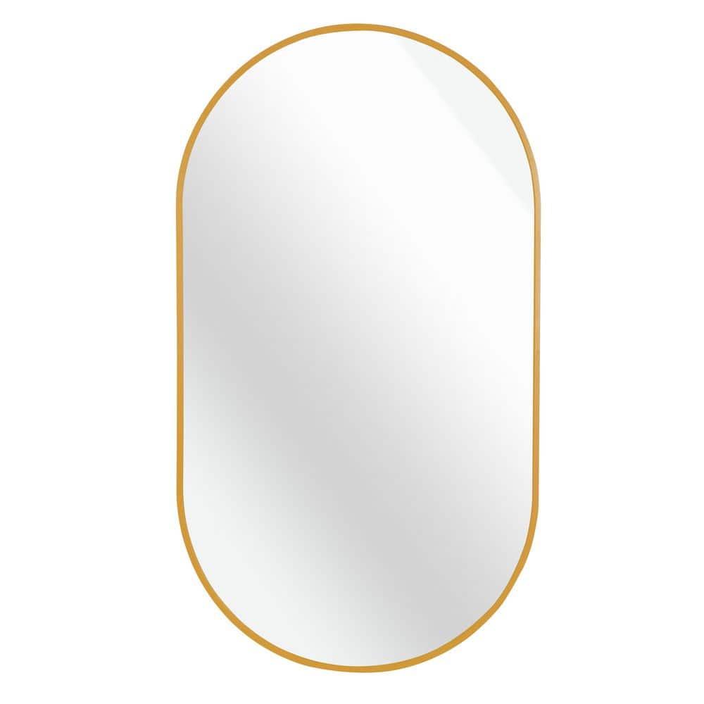 20 in. W x 28 in. H Oval Aluminum Framed Wall Bathroom Vanity Mirror in Gold price history on PriceWatchPro