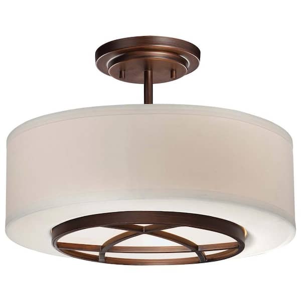 Minka Lavery City Club 3-Light Dark Brushed Bronze Semi-Flush Mount Light