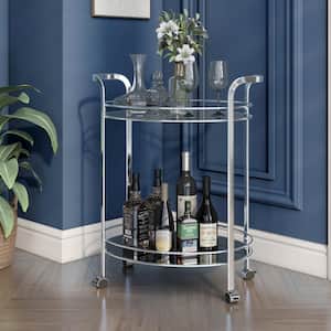 Stan Chrome Serving Cart With Mirrored Shelves