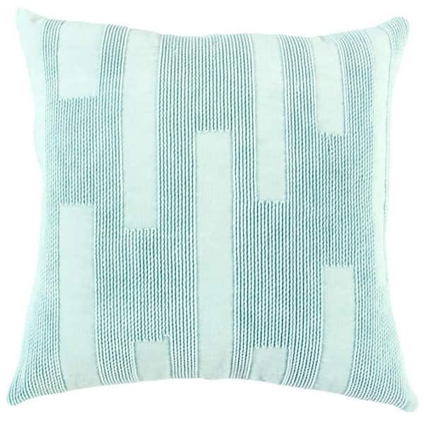 HomeRoots Light Blue Solid Polyester 20 in. x 20 in. Throw Pillow