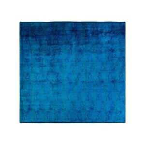 One-of-a-Kind Contemporary Blue 8 ft. x 8 ft. Hand Knotted Overdyed Area Rug