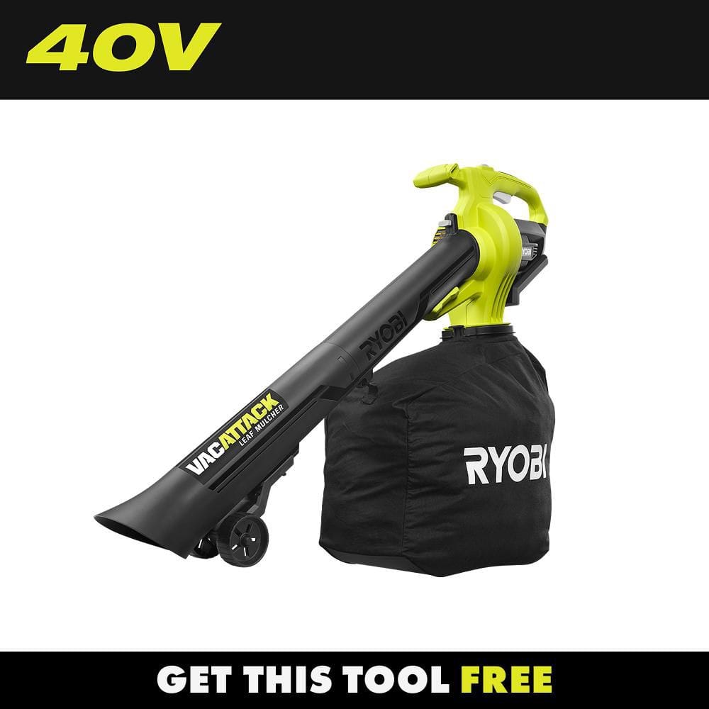 40V Cordless Black and Green Leaf Vacuum Mulcher