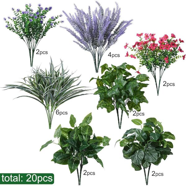 Afoxsos 15.00 in. H 20PCS Realistic Artificial Plants for Outdoor