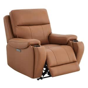 Alaric Saddle Genuine Leather Zero Gravity Power Recliner with Metal Frame, Adjustable Headrest, Cup Holders