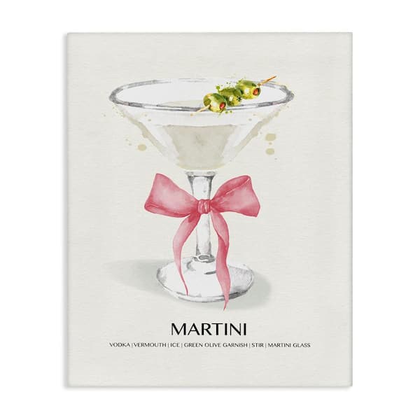 Stupell Industries Pastel Martini with Bow by Susan Jill Unframed Food Graphic Art Print 20 in. x 16 in.