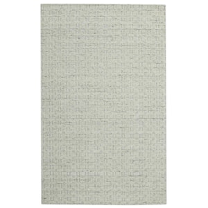 Houston Aliya Natural White 3 ft. 6 in. x 5 ft. 6 in. Geometric New Zealand Natural Wool Area Rug