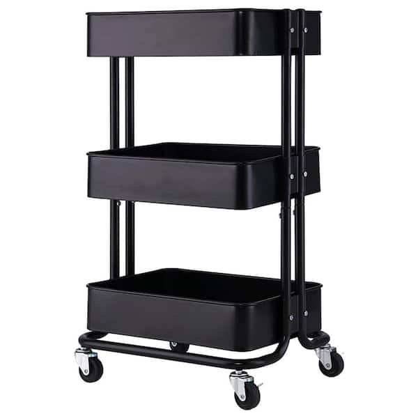 Karl home Modern steel Multi-Functional 4-Wheeled Storage Cart in black