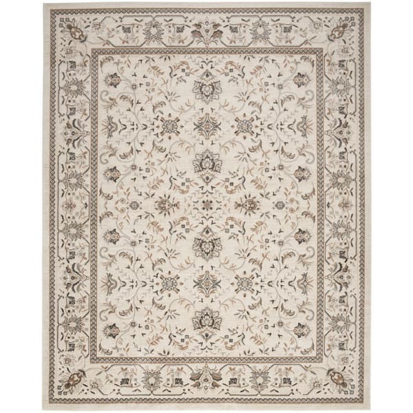 Nourison Serenity Home Ivory Mocha 8 ft. x 10 ft. Medallion Traditional Area Rug