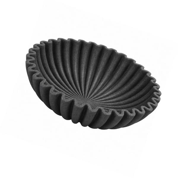 10 in. 166 fl. oz. Black Resin Serving Bowl for Kitchen Counter, Entry Table, Large Decorative Bowl, Artificial Stone