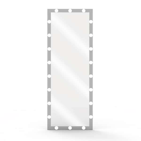 Cesicia 24 in. W x 63 in. H Silver Framed Full Length Mirror with Dimmable Lights and Touch Control Vertical and Horizontal Hang