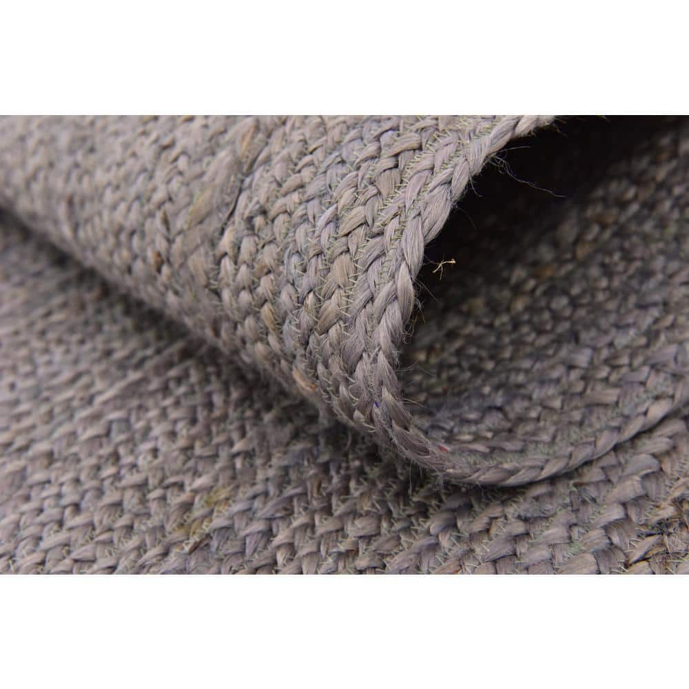 Handmade Gray Braided Jute Reversible Indoor Rug 5' x 8'