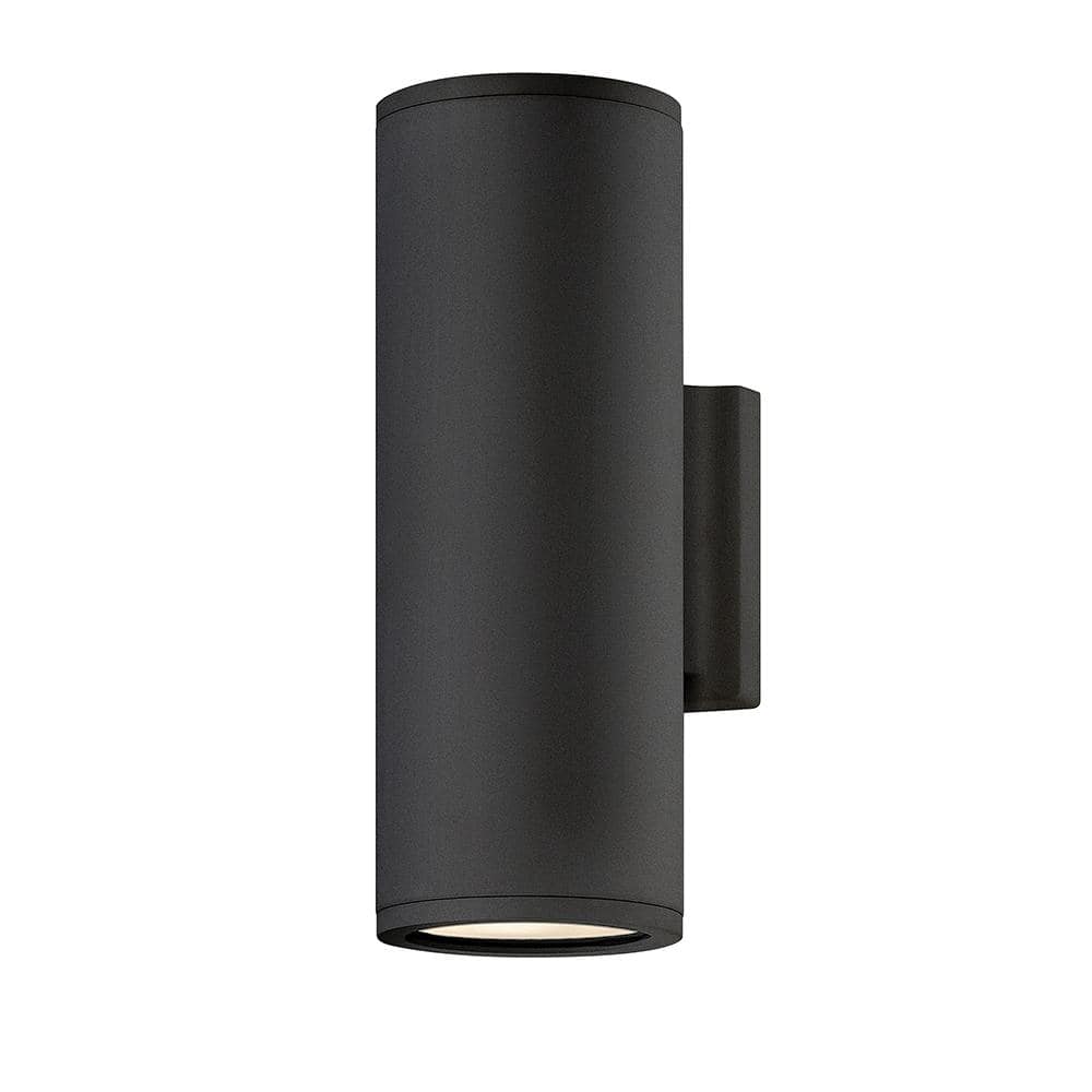 Silo Black 12" Outdoor Wall Sconce with Etched Glass