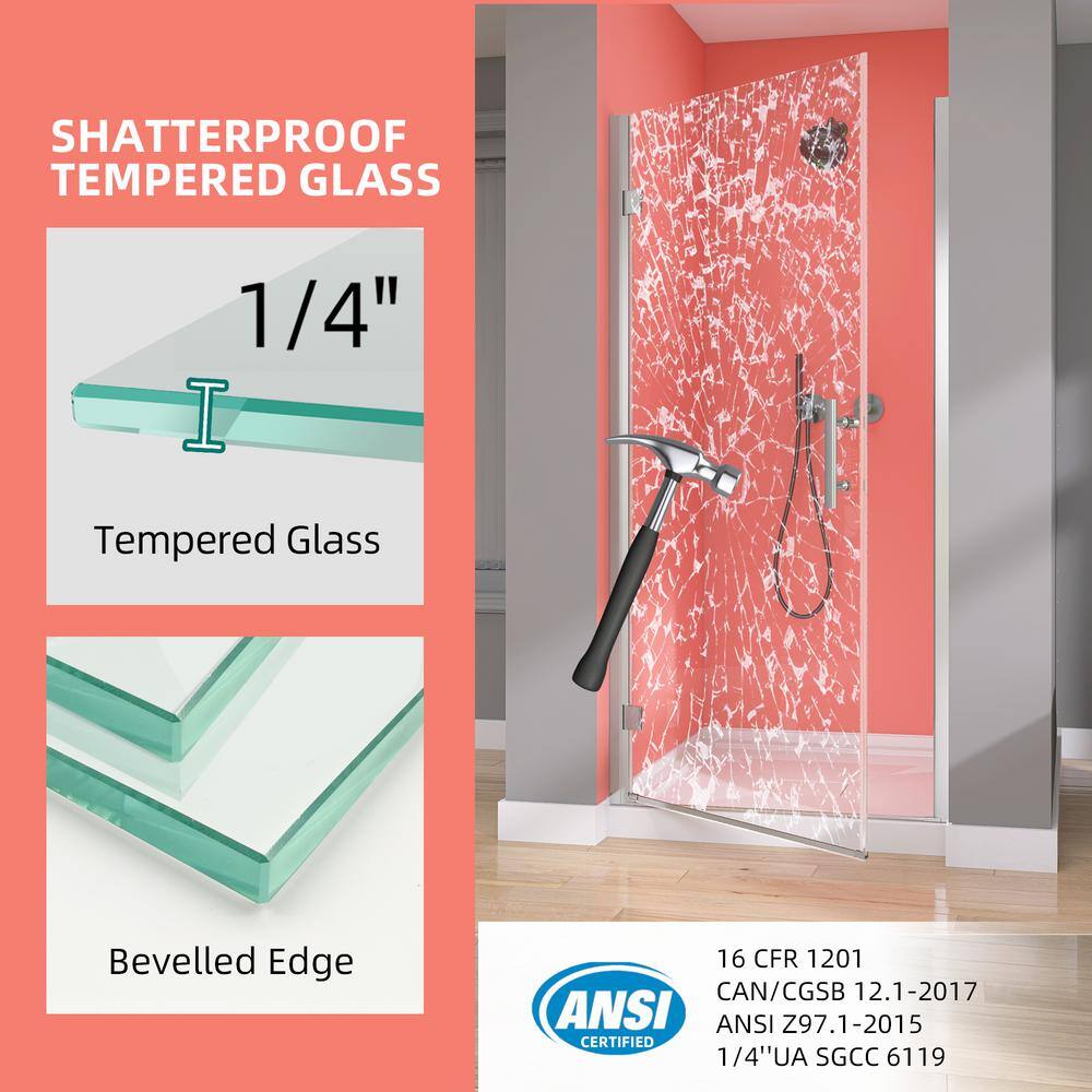 Matte Black 33'' Frameless Pivot Shower Door with Clear Glass