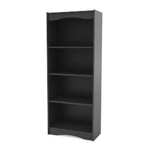 Hawthorn 60 in. Midnight Black Wood 4-shelf Standard Bookcase with Adjustable Shelves