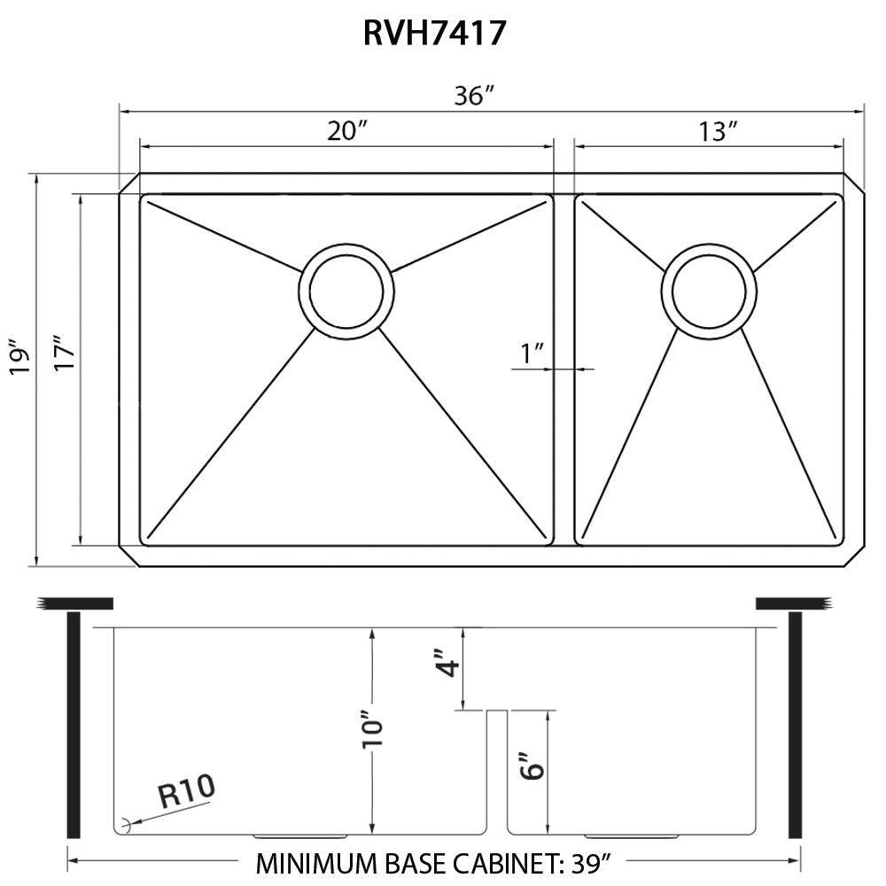 Ruvati 35-inch Stainless Steel Double Bowl Undermount Kitchen Sink