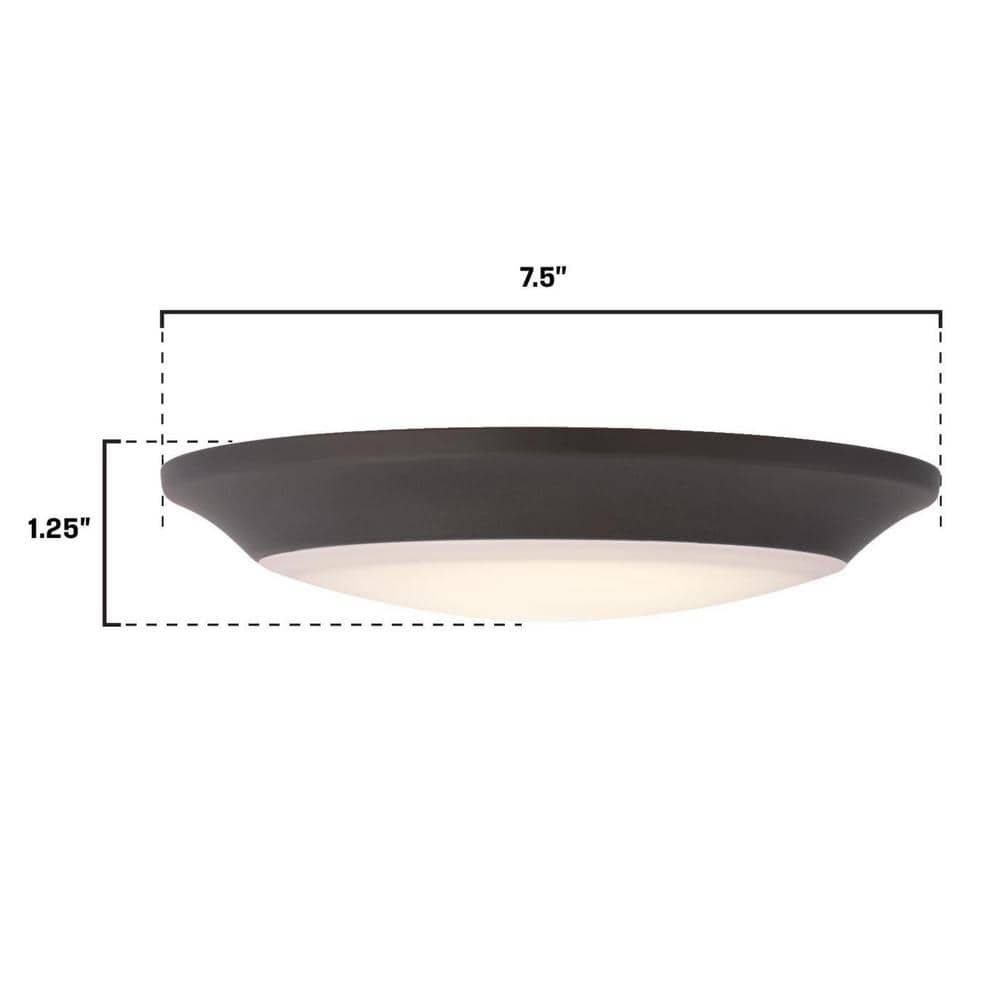 Makira 7.5" Black-Bronze LED Flush Mount with Frosted Glass