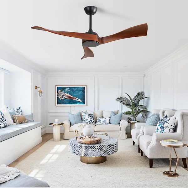 Avex 52 in. Black Brown Smart Indoor Wood Standard Downrod Mount Ceiling Fan with Remote Control