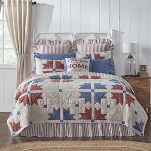 Celebration Red Cream Blue Americana Luxury King Cotton Quilt