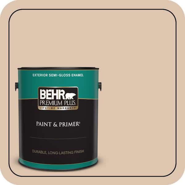 BEHR PREMIUM PLUS 1 gal. #N250-2A Bali Sand Semi-Gloss Enamel Exterior Paint & Primer