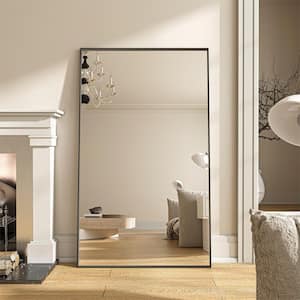 36 in. W x 60 in. H Rectangle Framed Black Tempered Glass Wall-Mounted Full-Length Mirror