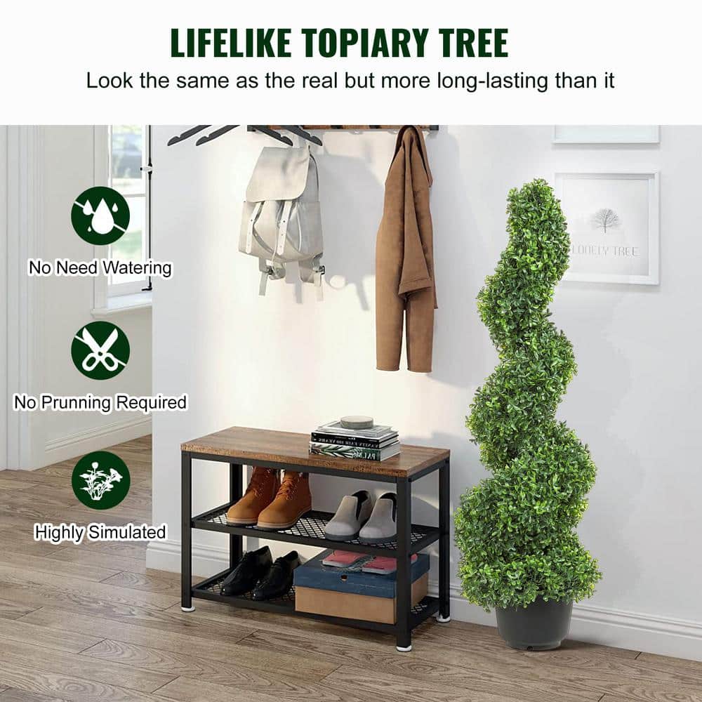 4ft Green Plastic Boxwood Spiral Topiary Set of 2