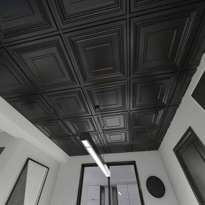 40m2 BLACK CEILING TILES AND FULL BLACK SUSPENDED CEILING GRID SYSTEM COMPLETE