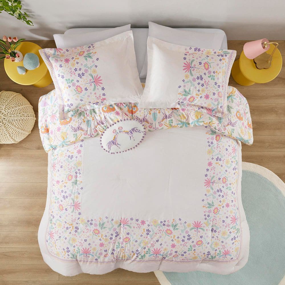 Full Purple Cotton Reversible Down Alternative Comforter Set