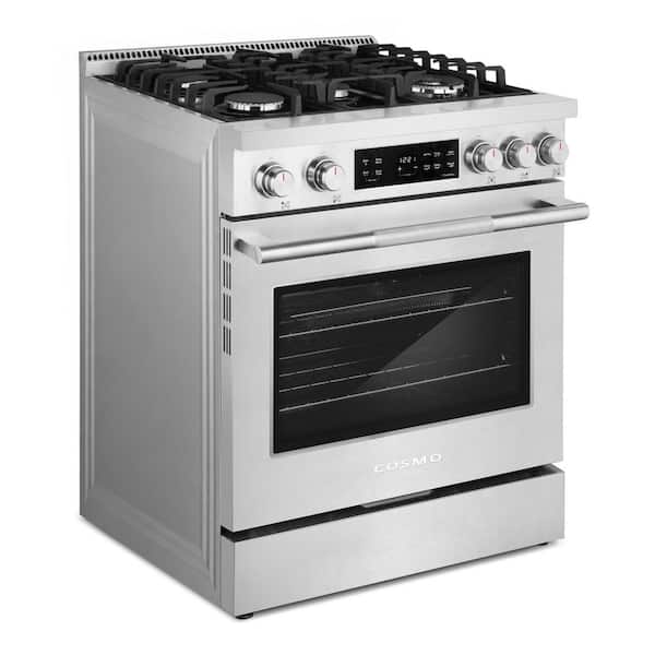30 in. Stellar Collection 4.8 cu. ft. Gas Range, 5-Burners, Convection Oven, Cast Iron Grates, Stainless Steel