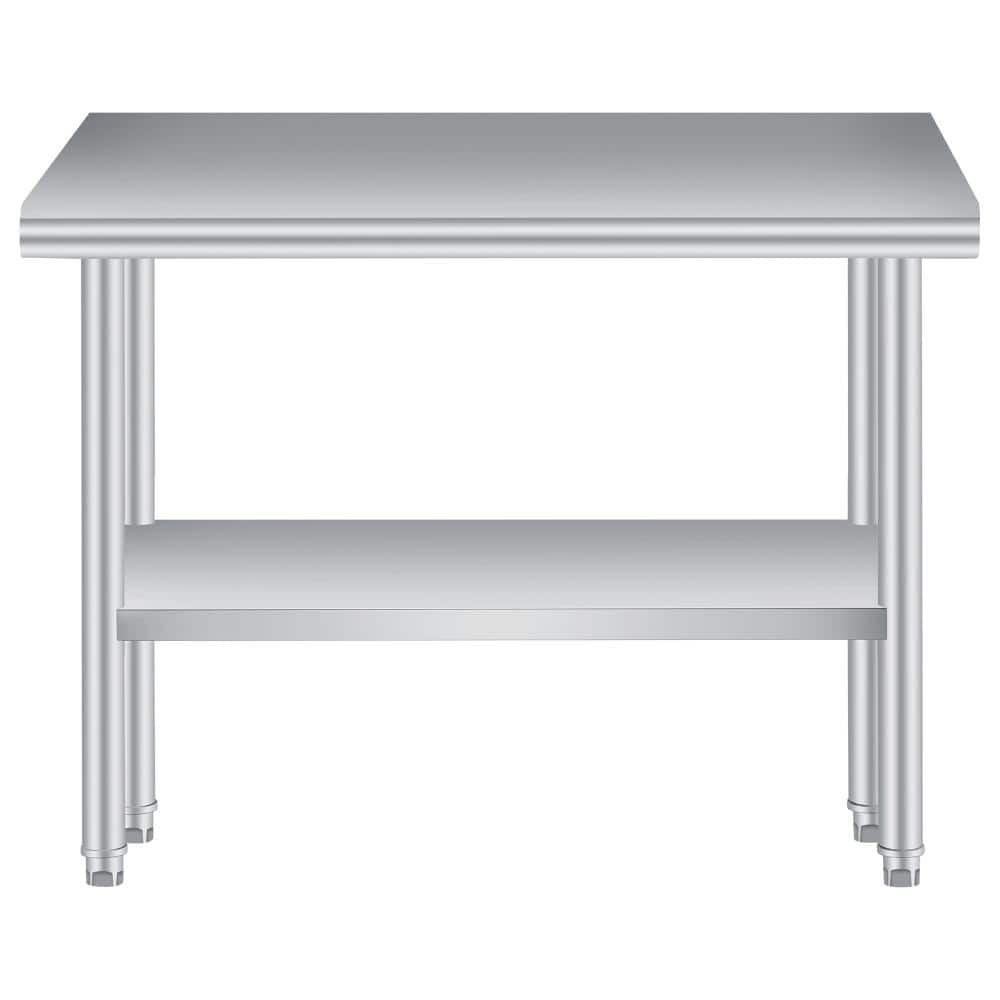 Heavy Duty Stainless Steel Outdoor Kitchen Prep Table Backsplash, Adjustable Undershelf, Lockable Rolling Casters price history on PriceWatchPro