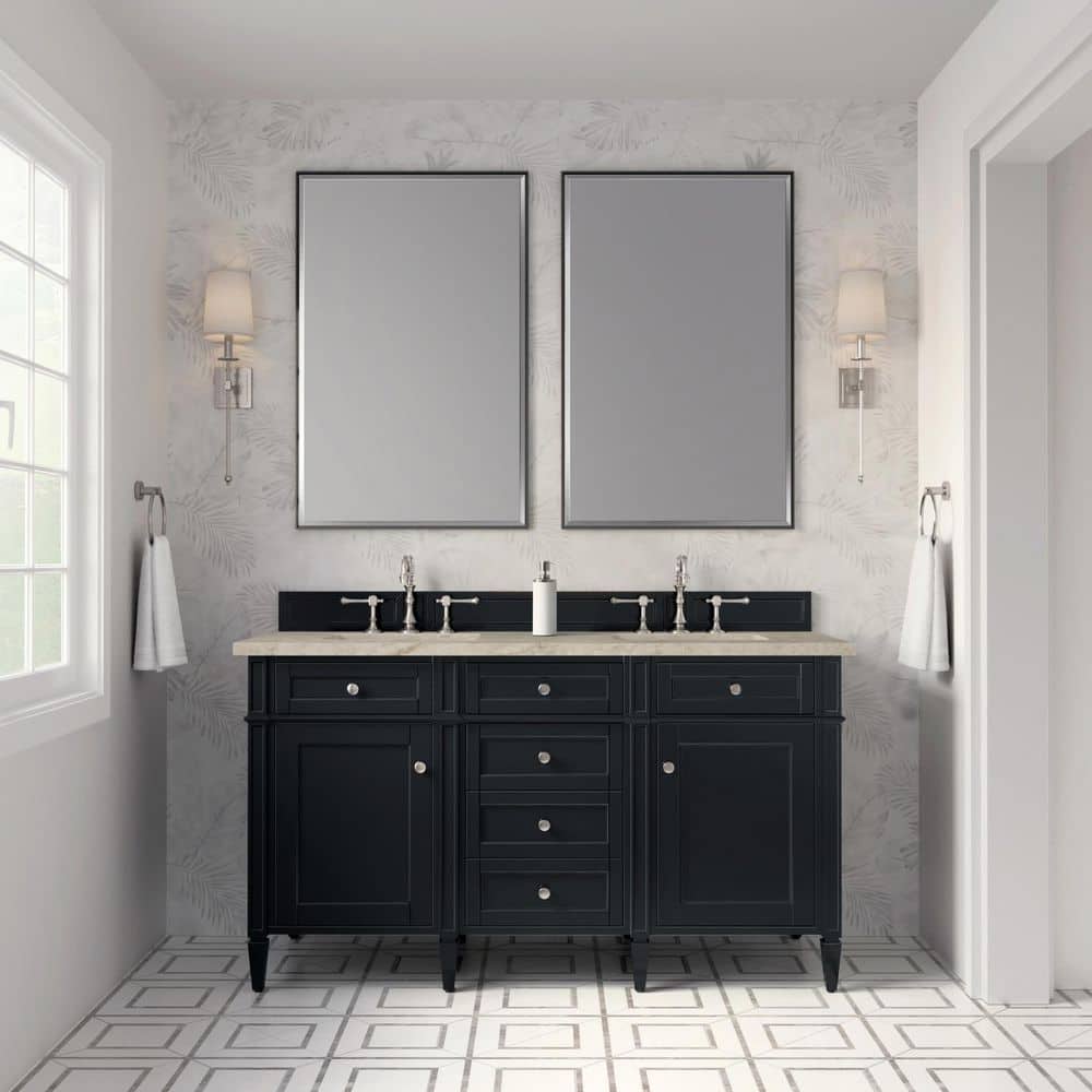 Brittany 60.0 in. Double Bath Vanity in Black Onyx with Tajnar Engineered Composite Top price history on PriceWatchPro
