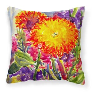 14 in. x 14 in. Multi-Color Lumbar Outdoor Throw Pillow Flower Aster Canvas